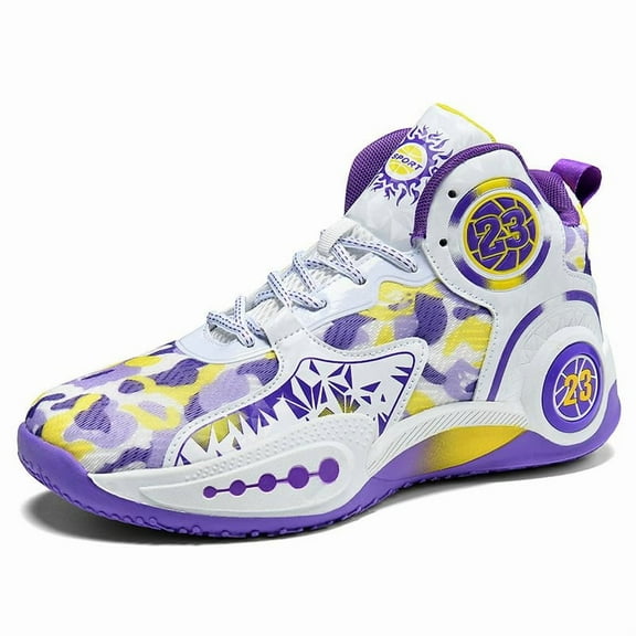 Bolognifi Men's High Top Basketball Shoes With Anti Slip and Breathable Camouflage Design, Sports Basketball Boots