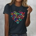 thumbnail image 2 of Womens Short Sleeve T-Shirts Polyester Casual Sunflower Butterflies Printed Graphic Base Tee Shirt Summer Tops (S, Black 01), 2 of 4