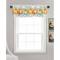 Faux Linen Valances for Windows Fall Green Orange Thanksgiving Pumpkin