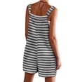 thumbnail image 5 of Women Summer Casual Sleeveless Romper Loose Striped Tied Shorts Overalls Jumpsuit with Pockets, 5 of 6