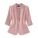 thumbnail image 2 of Blazer de mujer, moda informal, color liso, bolsillo, cuello vuelto, manga 3/4, blusa de dacrón, 2 of 5