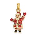 thumbnail image 1 of Solid 14k Yellow Gold 3-D Enamel SANTA Charm Pendant - 24mm x 14mm, 1 of 6