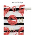 thumbnail image 5 of Red Valentine's Day Linen Curtain Valance for Bedroom/Bathroom/Kitchen/Office/Living/Dining Room Window,Red Lip Prints Love Heart Black Striped Rod Pocket Topper Decorative Cafe Drapes Panel 54"x18", 5 of 6