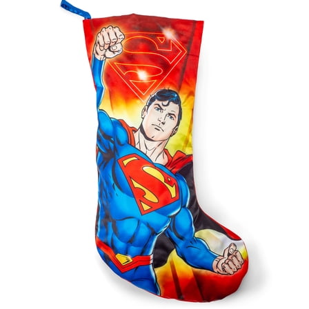 Superman Red Printed 19 inch Satin Decorative Hanging Stocking
