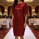 thumbnail image 1 of TaTaai Womens Round Neck Glossy Panel Chiffon Dress Short Sleeve Sheer Insert Midi Length Casual Summer Elegant Dress Gift, 1 of 7