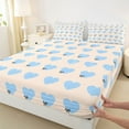 thumbnail image 3 of Feelyou Blue Love Heart Bed Sheets for Child, Cute Ribbon Bowknot King Sheets, Dreamy Princess Bow Sheet Set, Super Cozy Room Decor, 4-Piece, 3 of 7