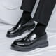 thumbnail image 5 of Mocasines sin cordones con plataforma y borlas de cuero para hombre NouriRon Black, 5 of 8