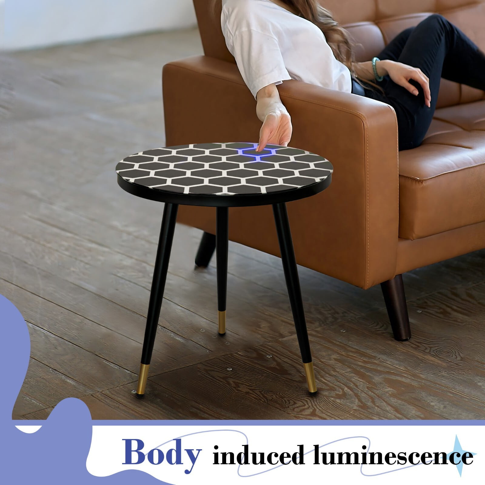 19.7" Interactive LED Touch Cocktail Table, RGB Glowing Centerpiece, Rechargeable Modern Drink Stand for Home Bar, Game Room, Parties & Entertainment