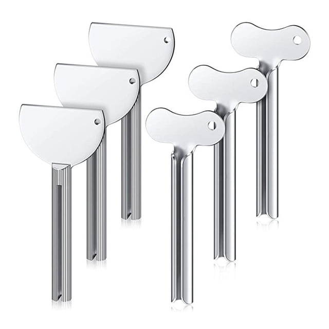 Hioecau Toothpaste Squeezer Metal Tube Squeezer Stainless Steel Key Shape Manual Toothpaste Roller Tube Wringer for Paint Hair Dye Cream Cosmetic