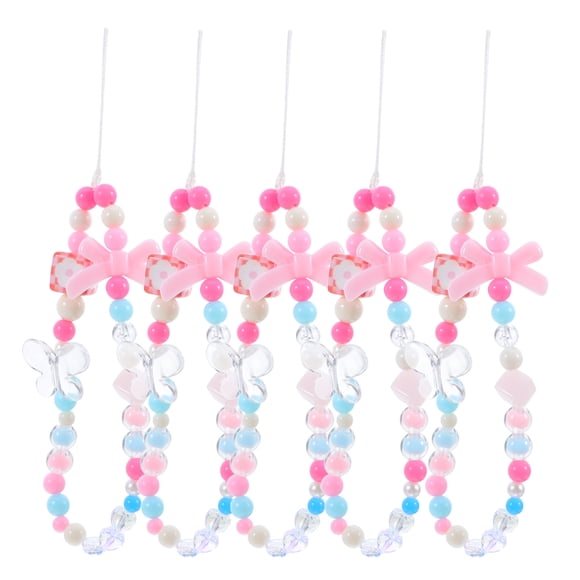 BRIGHTFUFU 5Pcs Phone Chain String With Beads Handmade Phone Case Accessories