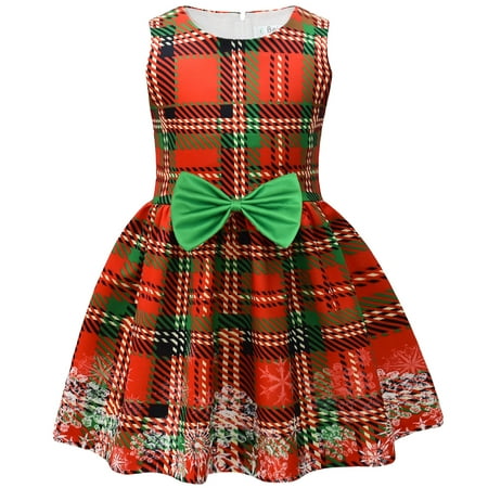 

QYZEU Pastel Spring Dress for Girls Orange Flower Girl Dress Toddler Children s Dress Party Dress Girl s Dress Girl s Bow Dress Skirt Plaid