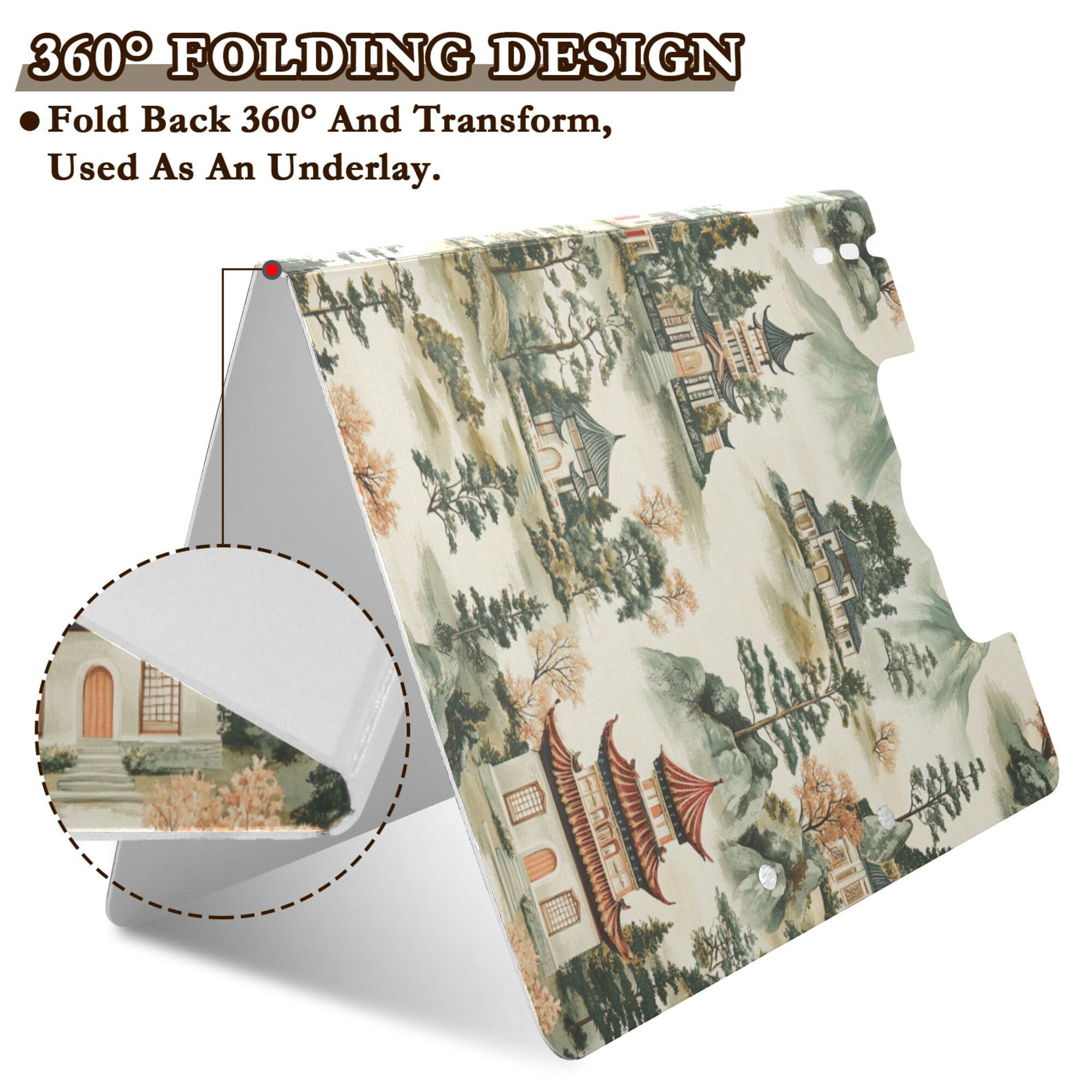 FORMRS A4 Clipboard Folder with Pen Holder Horizontal Foldable School Office Binder, Green Mountain Pattern