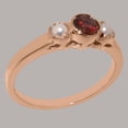 thumbnail image 3 of LBG British Made 18k Rose Gold Genuine Natural Garnet & Cultured Pearl Womens Statement Ring - 33 size options - Size 5.5, 3 of 7