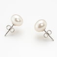 thumbnail image 3 of White Freshwater Pearl Stud Earrings Sterling Silver Plated 6-7mm, 3 of 4