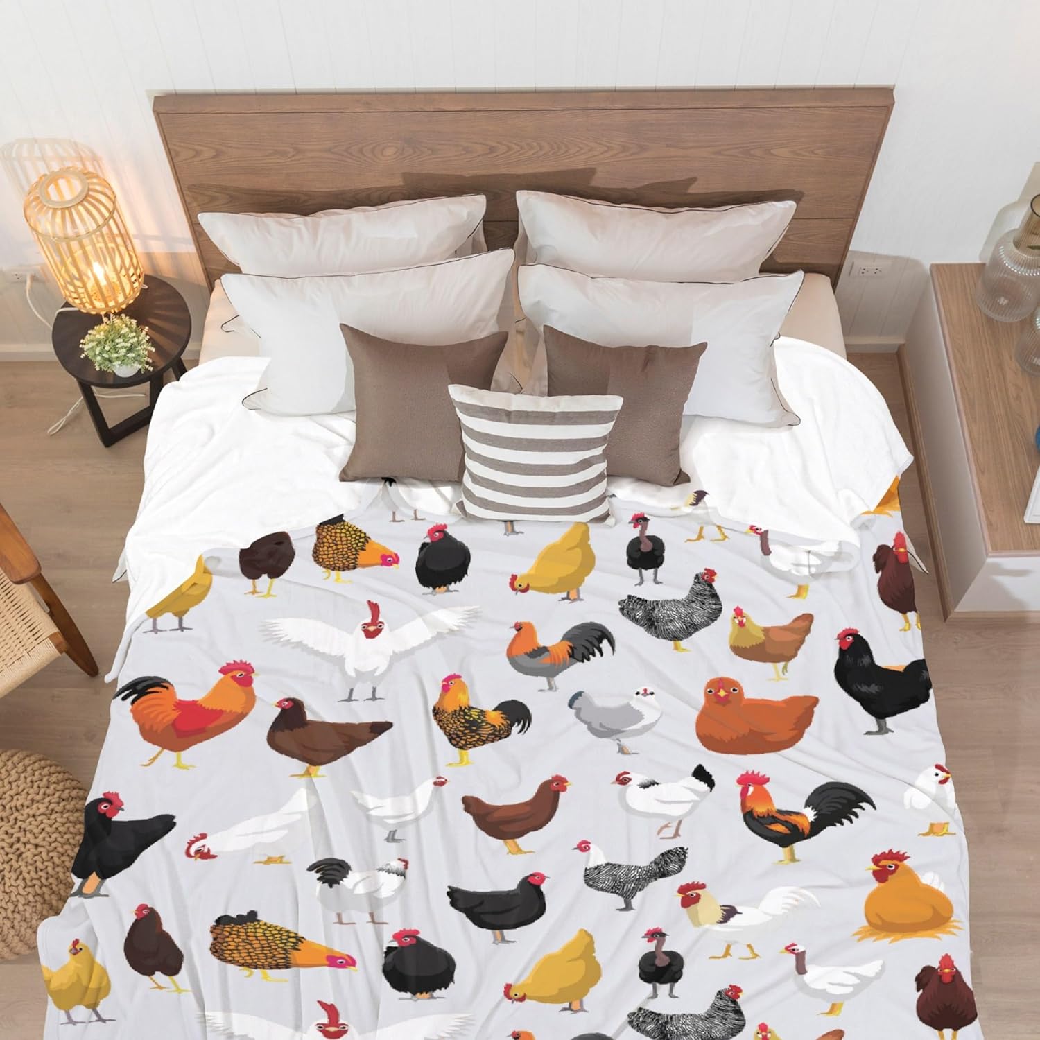Chickens Rooster Blanket Gifts Chickens Rooster Soft Lightweight Blankets for Boys Girls Chickens Rooster Cozy Air-Conditioning Quilts Blanket Decor for Couch 60"x50" for Teens