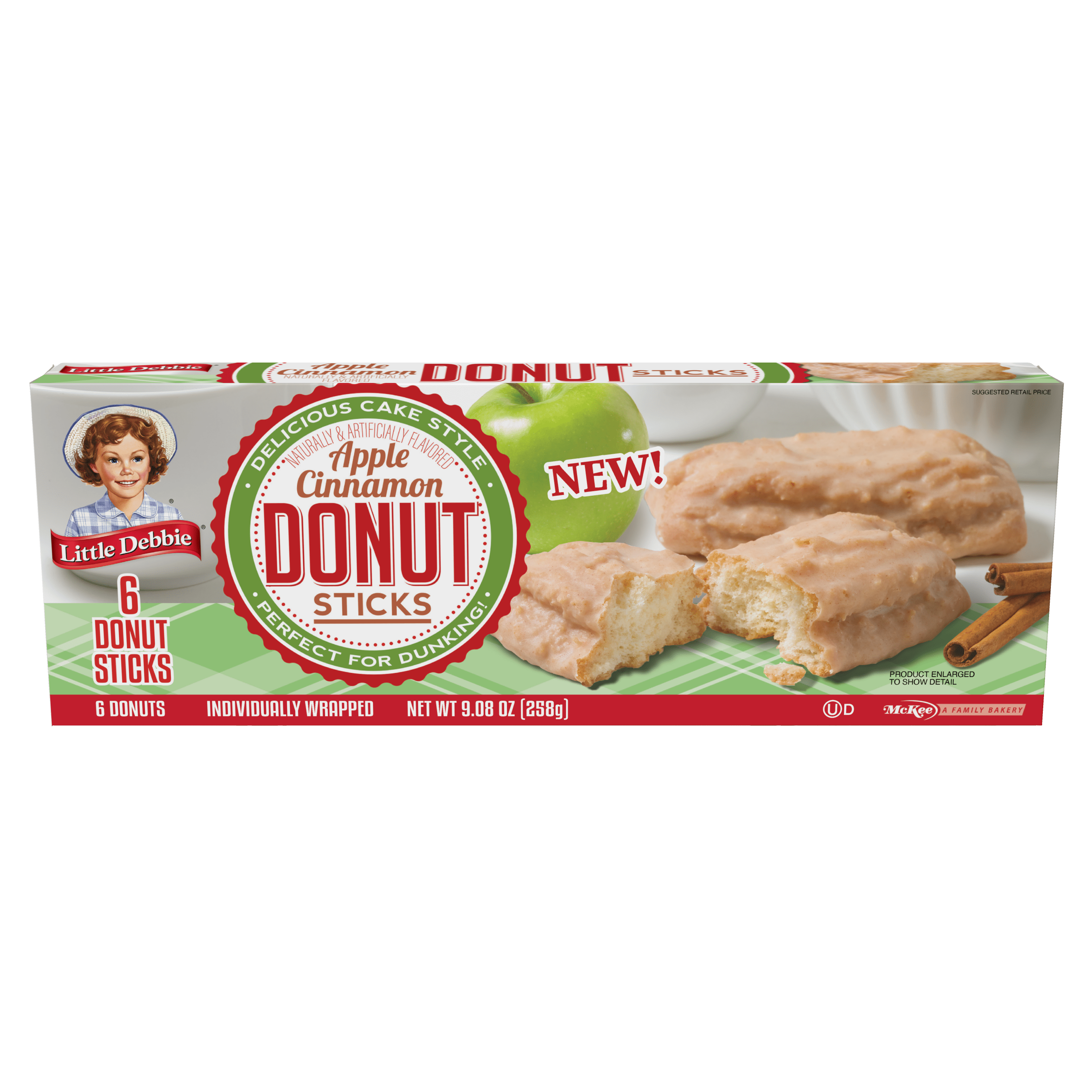 Little Debbie Apple Cinnamon Donut Sticks, 4 Boxes, 24 Individually Wrapped