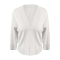 thumbnail image 4 of Mohiass Women's 3/4 Sleeve Cropped Cardigan Sweater Open Front Short Shrugs Cardigans Lightweight Sweaters White M, 4 of 6