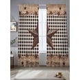 thumbnail image 2 of Country Star Sheer Curtains 108 Inch Long 2 Panels, Farmhouse Texas Star Vintage Black Plaid Light Filtering Rod Pocket Semi Sheer Curtains, Sheer Voile Drapes for Living Room Bedroom, 52"x108", 2 of 5