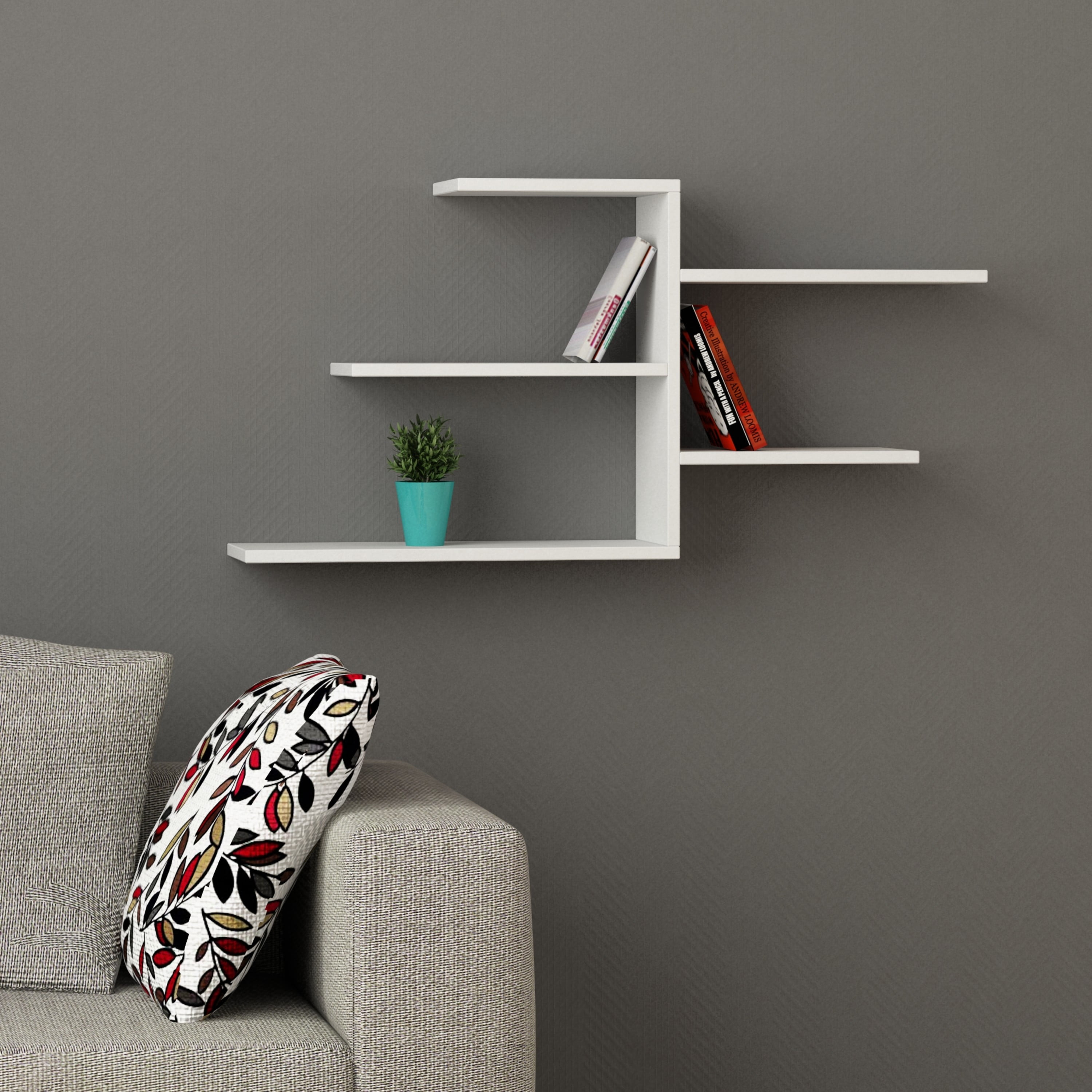 Ada Home Decor Furniture 42.13" 4 Tier White Woodard Modern Wall Shelf