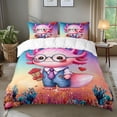 thumbnail image 1 of Axolotl Juego de Funda Nórdica King Size,Galaxy Heart Balloon Cute Axolotl Bedding Set, 1 of 8