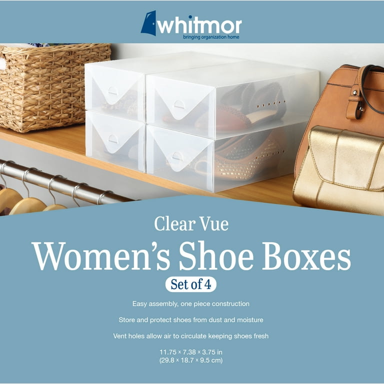 Whitmor ClearVue Women s Shoe Box Heavy Duty Stackable Shoe Organization Storage Set of 4