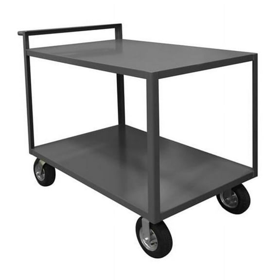Durham RSCR-3048-ALD-95 48 x 30 x 43.75 in. 2 Shelf Rolling Stock Cart with Raised Handle & All Lips Down, Gray
