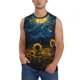 thumbnail image 1 of Balery Oil Starry Sky Sunflower Camisetas sin mangas para hombre, absorbe la humedad y protege contra el mal olor.-XX-Large, 1 of 7
