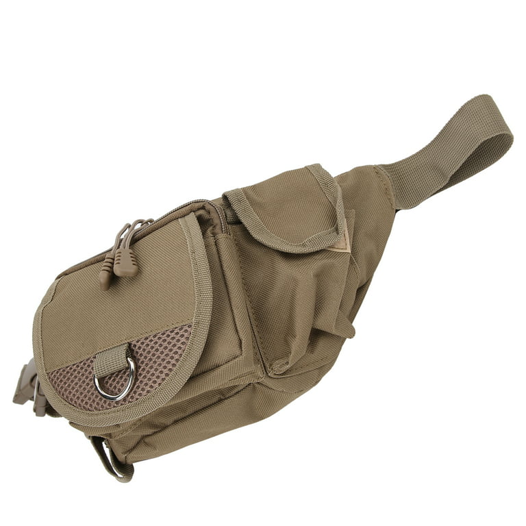 Fishing Tackle Bag, Fishing Waist Bag Durable For Long Term Use Polyester  Material For Home For Camping Khaki