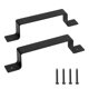 thumbnail image 1 of Manija de puerta de granero, herrajes de acero negro, para puerta corredera, puerta de valla, armario, cajón, garaje, almacén, estilo rústico (2 unidades), 1 of 5