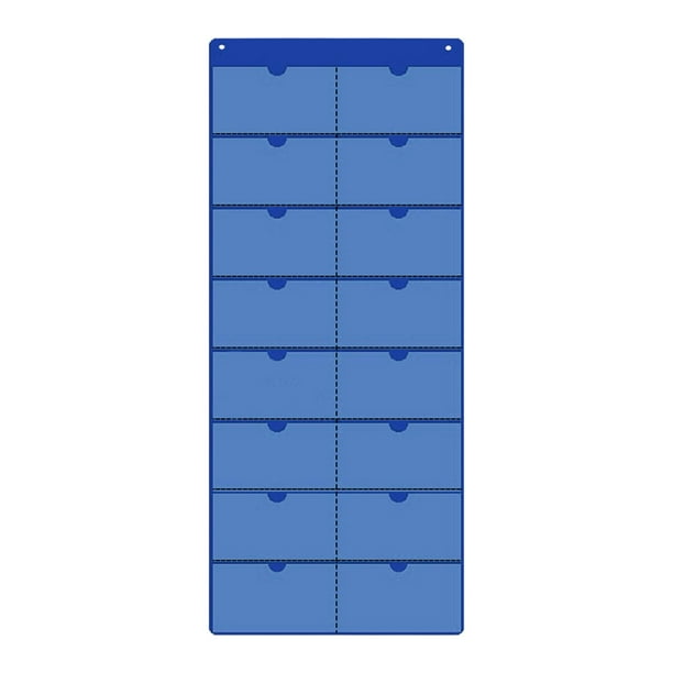 Calendario de aula, gráfico de bolsillo, en blanco, vacío, para colgar, almacenamiento, ahorro de espacio, índice Azul