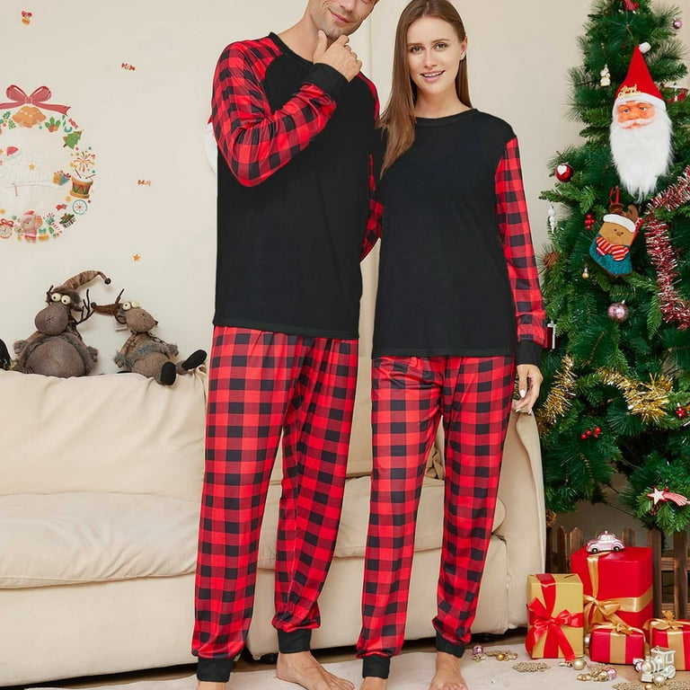 YYDGH Christmas Pajamas Sets for Family Matching Plaid Print Couples Pj  Holiday Lounge Outfits Adult Shirt and Pants Gift Pjs Clothes