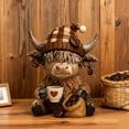 thumbnail image 3 of 1/2Pcs Coffee Cup Highland Cow Figurine Coffee Bean Highland Cattle Resin Statue Sculpture Decoration Ornament Calf Lovers Gifts, 3 of 7