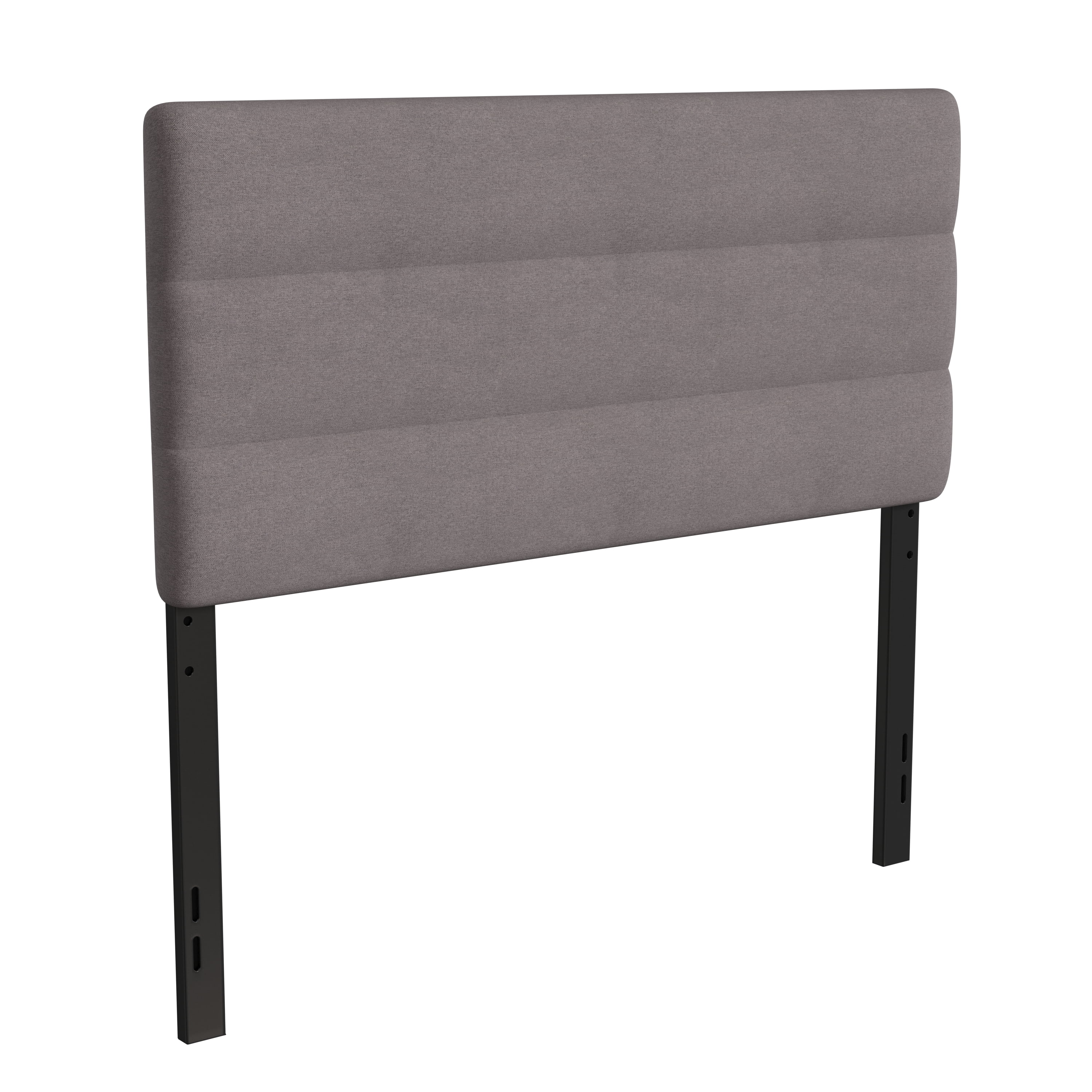 BizChair Full Channel Stitched Fabric Upholstered Headboard, Adjustable Height from 44.5" to 57.25" - Gray