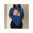 thumbnail image 1 of Playera Blusa De Capybara Comiendo Sandwich Ropa Divertida Para Mujer Capibara Color Azul Talla Grande Marca Emil SaEs, 1 of 4
