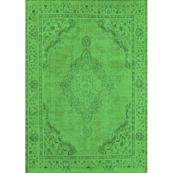 Ahgly Company Indoor Rectangle Oriental Green Industrial Area Rugs, 8' x 10'