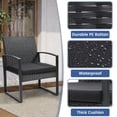 thumbnail image 6 of KROFEM 3-Piece Patio Bistro Set, All-Weather, Outdoor Wicker Furniture with Tempered Glass Table and Waterproof Cushions for Porch, Balcony, Black, 6 of 6
