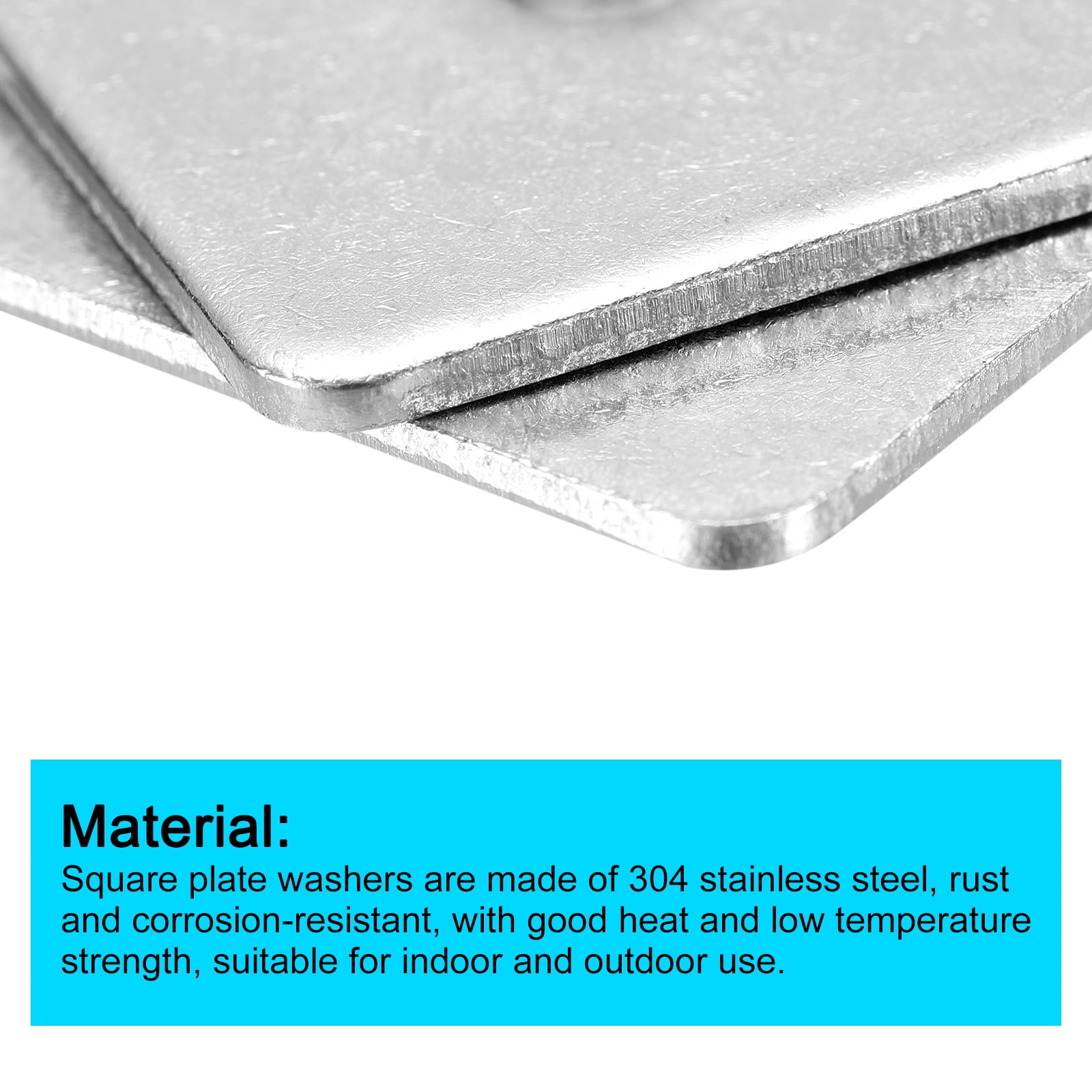 Square Washer, 10Pcs M10x30x30x4mm 304 Stainless Steel Square Plate Washers Flat Pad Spacer Gasket for Hardware Fastener