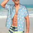thumbnail image 5 of Lsque Cute Teeth pattern Hawaiian Shirt for Men, Unisex Summer Beach Casual Short Sleeve Button Down Shirts-Small, 5 of 9
