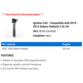 thumbnail image 2 of Ignition Coil - Compatible with 2010 - 2012 Subaru Outback 2.5L H4 2011, 2 of 2