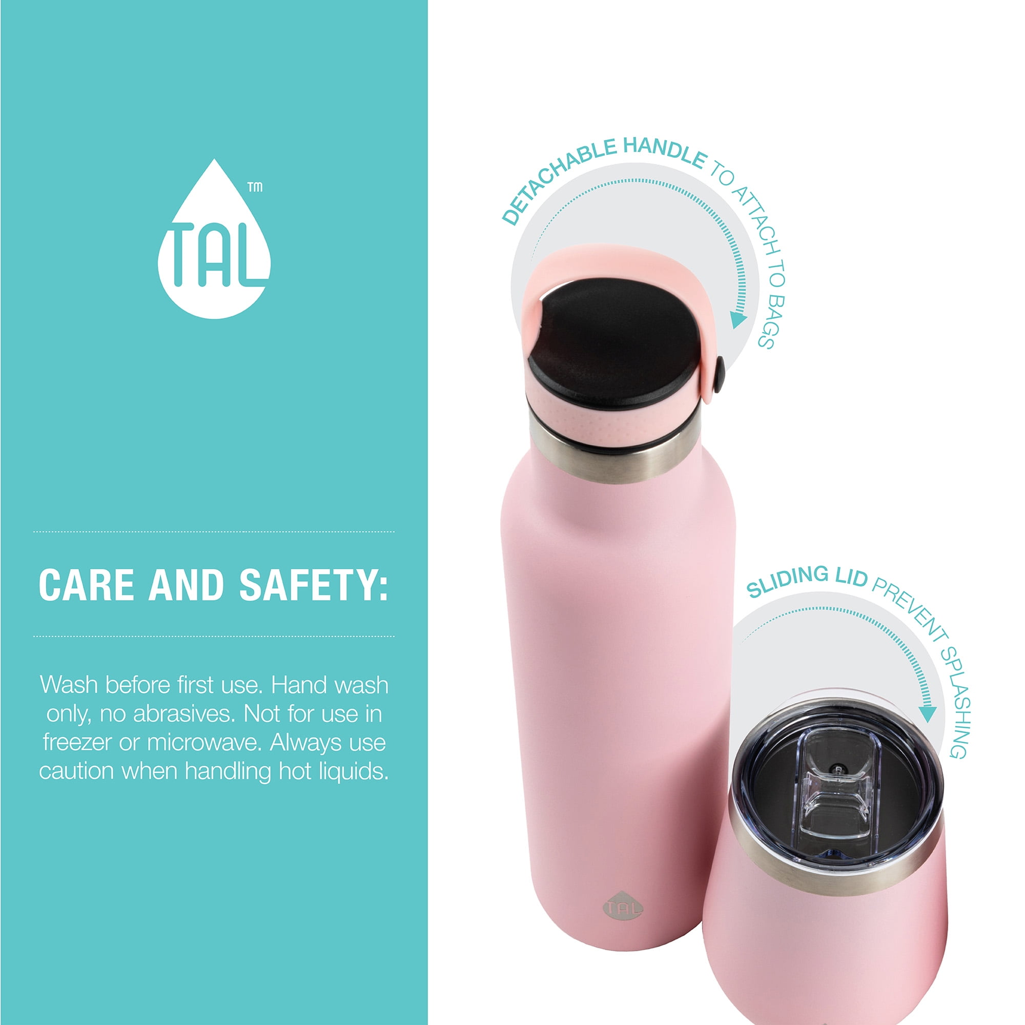 TAL Stainless Steel Water Bottle Tumblers 26 fl oz. 3 Pack, Pink
