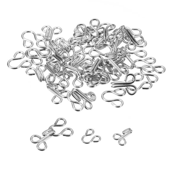 Uxcell 24pcs Sewing Hooks and Eyes Closure for Clothes Trousers Skirt Dress Bra Sewing DIY Craft, Silver Tone