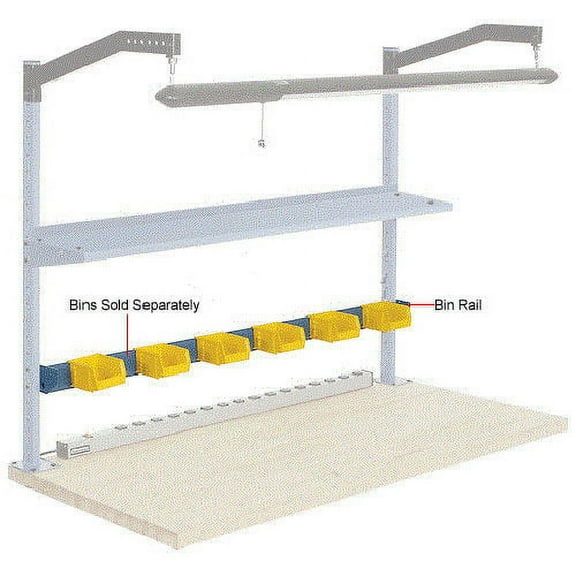 Global Industrial Bin Rail for Workbench, 48"W, Blue