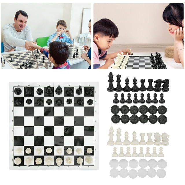 Juego de Tablero de Ajedrez 2 en 1 Juego de Juegos de Mesa de Viaje Juego de Ajedrez Plegable Portátil Juegos Intelectuales Adecuado para Fiestas Camping Al Aire Libre ANGGREK Otros
