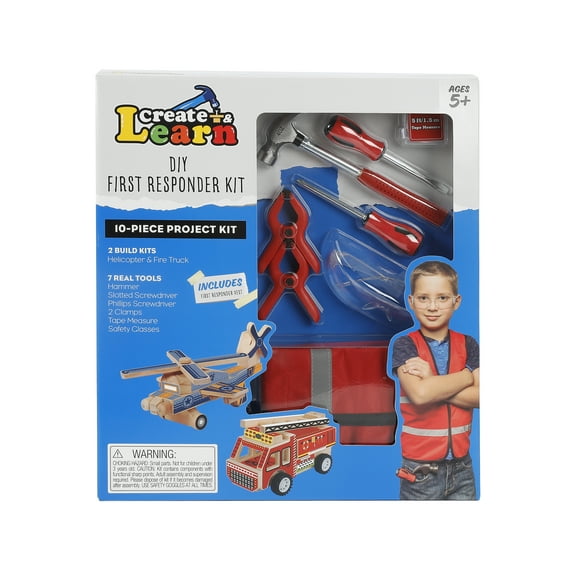 Create & Learn Kids DIY First Responder Kit with Real Tools & First Responder Vest