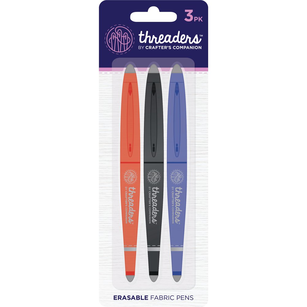 Crafter's Companion Threaders Erasable Fabric Pens 3/PkgBlue, Red