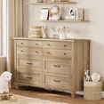 thumbnail image 2 of Wide Oak 8 Drawer Dresser for Bedroom, Wooden Chest of Drawers for Living Room, 2 of 6