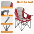 thumbnail image 4 of (2 pack) EDX Heavy Duty Camping Chair 500 lb Capacity, Oversized Extra Wide for Adults, Padded High Back Folding Lawn Chair, 500 lbs Steel Frame, Portable Outdoor Camping Chair with Cup Holder, Red Gray, 4 of 10