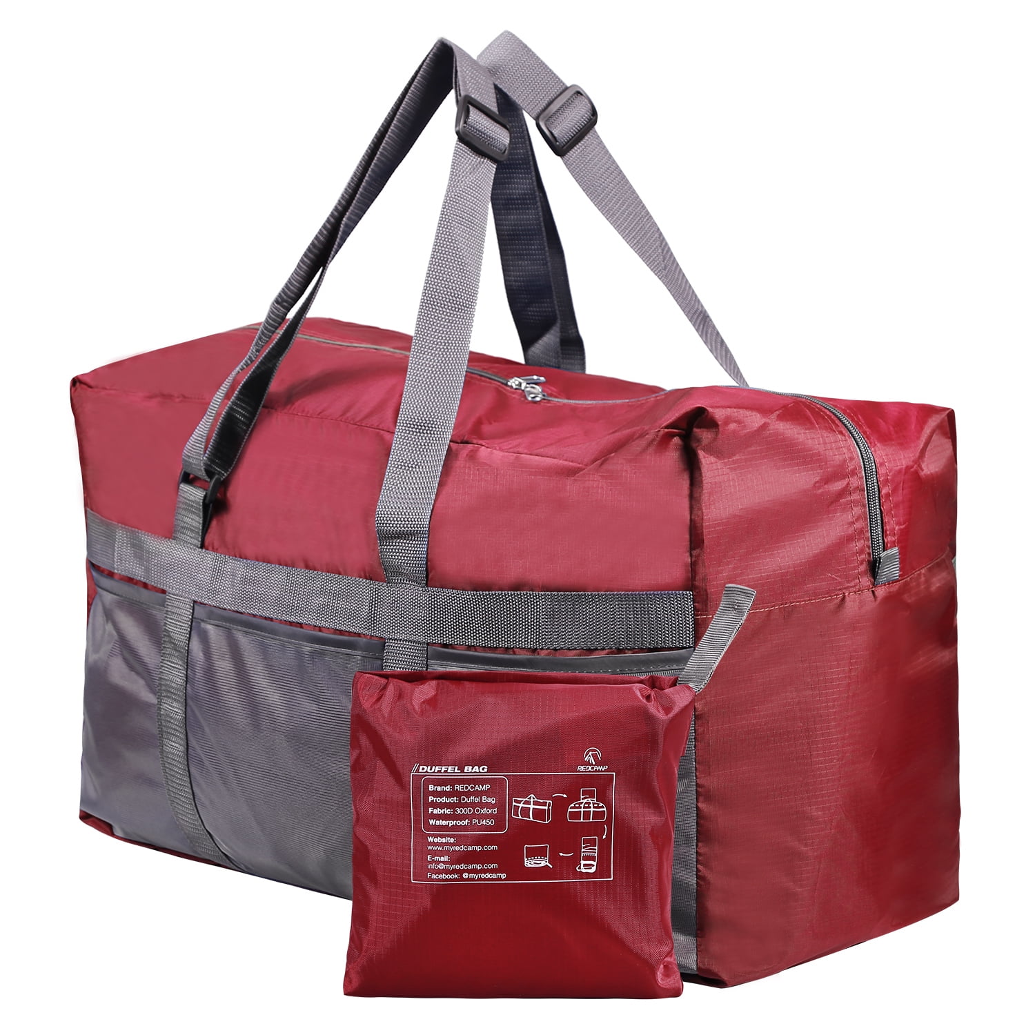 REDCAMP Extra Large 25&#39;&#39; Duffle Bag 75L Wine Lightweight, Waterproof Travel Duffel Bag Foldable ...