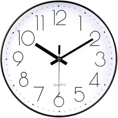 Small Wall Clock Black Wall Clocks Silent Non-Ticking for Bedroom Bathroom Kitchen(8 Inch)