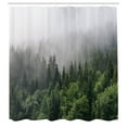 thumbnail image 2 of Ambesonne Evergreen Shower Curtain, Foggy Forest Wildlife, 69"Wx84"L, Dimgray and Green, 2 of 4